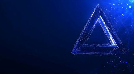 Poster - Futuristic Abstract Triangle Design in Dark Blue Background