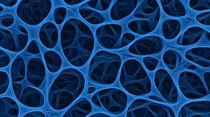 Poster - Intricate Blue Abstract Network with Curved Cells and Space Design