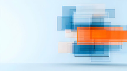 Poster - Abstract Geometric Shapes with Soft Blue Background and Orange Accent