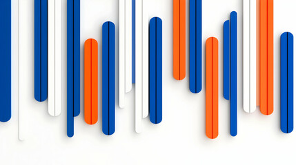 Poster - Abstract Vertical Bars in Blue, Orange, and White on White Background
