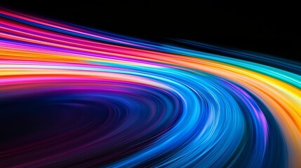Poster - A road with vibrant light trails represents the swiftness and dynamism of digital marketing