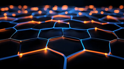 Poster - Colorful Glowing Hexagonal Pattern Abstract Digital Background
