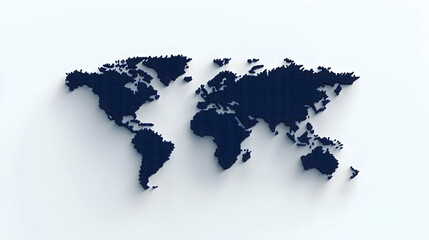 Poster - Dark Blue World Map on Light Background with Shadow Effect