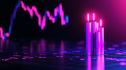 Poster - Colorful Abstract Financial Chart with Candlestick Patterns Display
