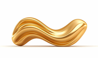 Poster - Abstract Golden Wave Sculpture with Smooth Curves and Glossy Finish