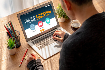 Poster - e-learning website with modish sofware for student to study online on the internet network
