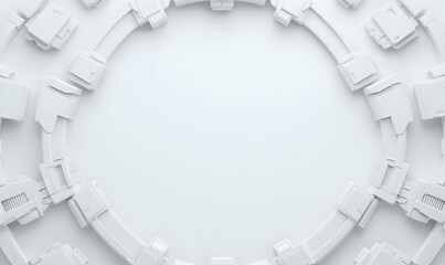 Poster - Abstract White Circular Design with Geometric Elements and Empty Center