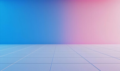 Poster - Gradation of Colors on Studio Background with Modern Floor Tiles