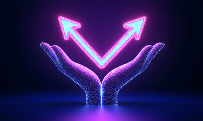 Poster - Hands Emerging from Darkness with Bright Upward Arrows Design