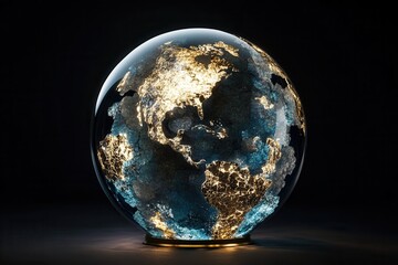 Poster - Futuristic globe design showcasing layered transparency with glowing accents symbolizing global diplomacy Generative AI