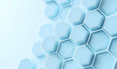Poster - Abstract Blue Hexagonal Pattern with Soft Lighting and Depth