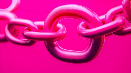 Poster - Close-Up of Vibrant Pink Chain Links Against Bright Background