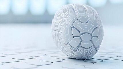 Poster - Abstract White Sphere with Hexagonal Patterns in Soft Light Background
