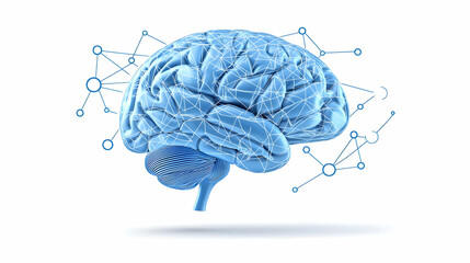 Poster - Digital Brain Illustration with Connected Nodes for Technology Concepts