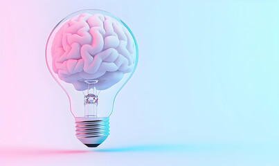 Poster - Brain Inside Bulb Representing Innovative Ideas and Creative Thinking