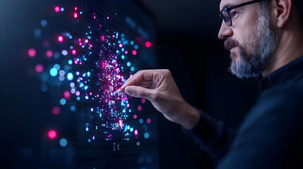 Poster - Futuristic Analyst Interacting with Data Visualization on Screen