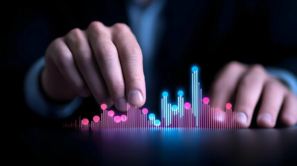 Poster - Businessman Interacting with Digital Data Visualization and Graph Chart
