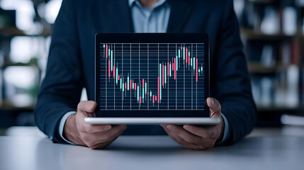 Poster - Business Professional Analyzing Stock Market Data on Laptop Screen