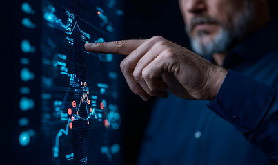 Poster - Hands Engaging with Interactive Financial Data Visualization Interface
