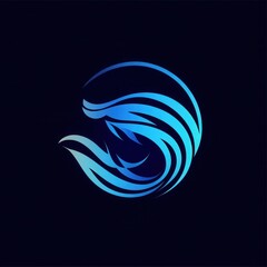 Poster - Modern abstract fish logo design featuring wave patterns in cool blue tones ideal for aquatic themed branding Generative AI
