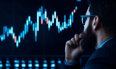 Poster - Business Analyst Reviewing Financial Market Data on Screen
