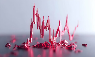 Poster - Red Financial Chart Illustrating Economic Trends and Data Analytics