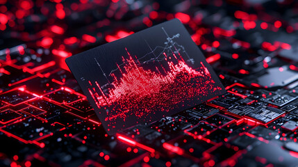 Poster - Abstract Digital Design with Red Visualizations on Dark Background