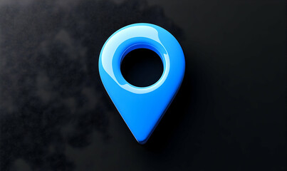 Poster - Blue Location Pin Icon on Dark Background for Navigation Use