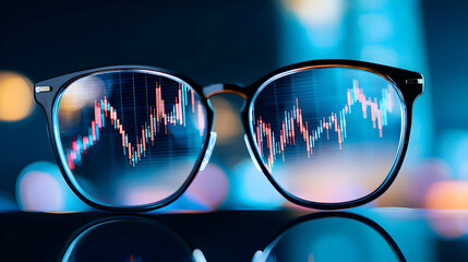 Poster - Focused View on Stock Market Trends Through Glasses Lenses