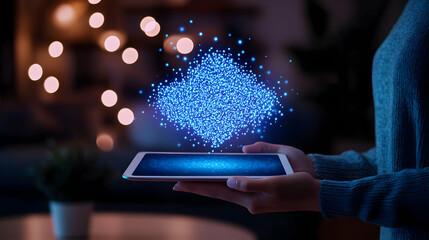 Poster - Digital Transformation Concept with Light Effects on Tablet Display