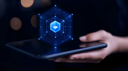 Poster - Abstract technology interface with futuristic holographic display
