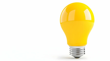 Poster - Bright Yellow Light Bulb on White Background with Reflection