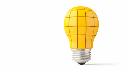 Poster - Bright Yellow Light Bulb on White Background for Creative Inspiration