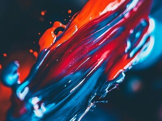 Poster - Dynamic Interplay of Scarlet and Azure: A Visually Stunning Art Piece