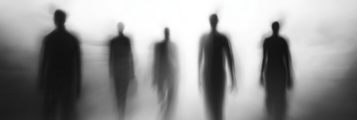 Aufkleber - Mysterious silhouettes emerge from darkness evoking fear with blurred shadows and dark tones Generative AI