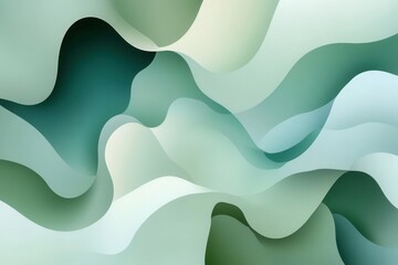 Poster - Soft flowing shapes create a tranquil abstract background in pastel green and blue tones for serene environments Generative AI