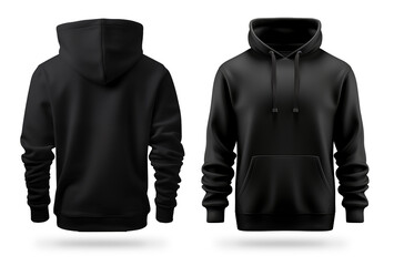 Wall Mural - black empty hoodie sweatshirt design template mockup print pattern isolated white background. blank 