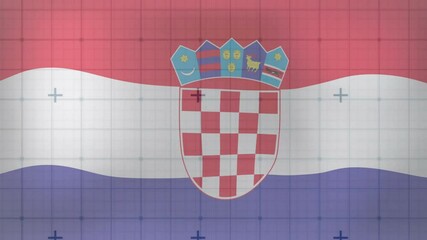 Poster - croatian flag animation with coat of arms, showing red, white, blue checkered shield