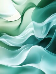 Aufkleber - Captivating abstract background with smooth flowing shapes in pastel green and blue tones for a calming visual experience Generative AI