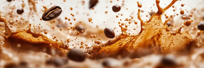 Poster - creative graphic layouts showcasing dynamic splashes and coffee elements in advertising