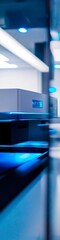 Fototapete - Sleek Futuristic Server Room: Cool Blue Lighting and Modern Technology Infrastructure Display