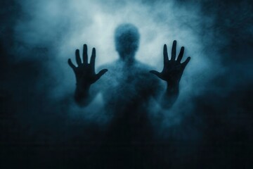 Aufkleber - Mysterious silhouettes evoke a sense of fear in a dark, abstract atmosphere with blurred shadows and hidden figures Generative AI
