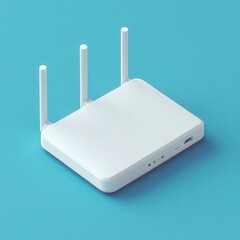 Poster - A Sleek and Minimalist White Wireless Router on a Soft Blue Background Provides Connectivity and Design
