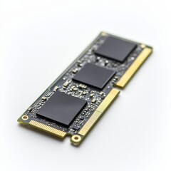 Poster - Close-up of a modern M.2 Solid State Drive (SSD) with focus on gold plated connectors, integrated circuits, and surface mount components.