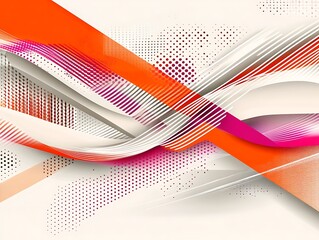 Poster - Dynamic orange pink white design illustration with flowing elements