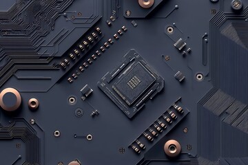 Poster - Elaborate motherboard design showcasing intricate circuitry and componentry