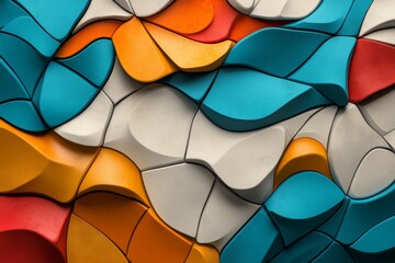 Fototapete - A visually appealing backdrop is created by combining geometric low poly with vibrant colors and abstract design elements