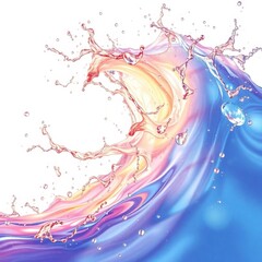 Poster - Dynamic splash of colorful water showcasing vibrant hues and energetic movement during a bright day