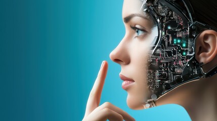 Poster - AI Developer Working on Machine Learning Models with Futuristic Robot Technology Concept