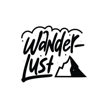 Wanderlust Lettering Vector Design.